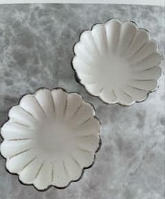 新品 未使用 石岡信之 白 輪花 小鉢 2個 セット 益子焼 作家もの 器