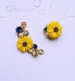 ひまわりのイヤーカフ＆ピアス/イヤリング ブルーのサムネイル