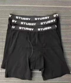 STUSSY 黒無地 ロゴゴムバンド ボクサーブリーフ 3P 専用箱付き未使用