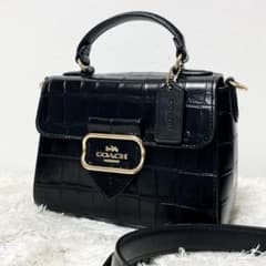 ✨希少✨コーチ ショルダーバッグ モーガン 2way クロコ型押し 黒