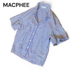 MACPHEE コットン ストライプ半袖シャツ マカフィー ブルー×ホワイト