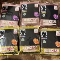 新品未使用❤️FIBER HEAT 6点セット 黒　5L レディース8分袖のサムネイル