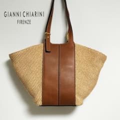 美品】ジャンニキャリーニ ディレッタ かごバッグ レザーコンビ 