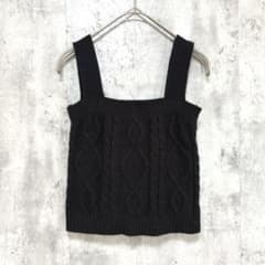 【GRL】Cable Knit Camisole Knit, Black, Size M, Short Length