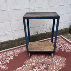 古道具ビンテージ◾️鉄アイアン シャビーな風合い キャスター付き 作業台 テーブル 古道具ビンテージ◾️鉄アイアン シャビーな風合い キャスター付き