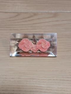 ヴィンテージ クリア ブローチ ピンクの花 封入 レトロのサムネイル