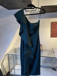 Veautt ドレス ダークグリーン ワンショルダー XSのサムネイル