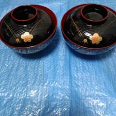 蓋つき煮物椀 2客セット 梅蒔絵 漆器 - メルカリ