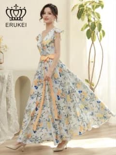 銀座クチュール/ERUKEI イエロー ワンピース　リボン ドレス 銀座クチュール/ERUKEI イエロー ワンピース リボン ドレス - メルカリ