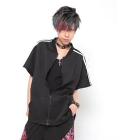 ドラッグハニー ライン入半袖リングジップアップパーカー  メンズ  ユニセックスのサムネイル