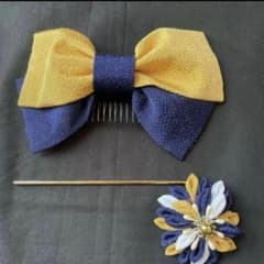 【ハンドメイド】髪飾り リボン つまみ細工 2点セット
