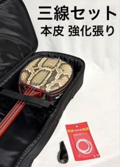 三線セット 本皮 強化張り ツメ/替弦/ケース - メルカリ