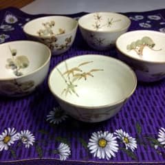 Thumbnail of 新品たち吉清水焼花柄陶器湯飲み5個セット