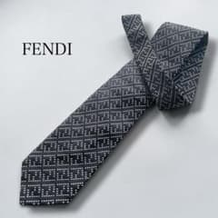 FENDI ズッカ柄 ドット柄 総柄 ブラック シルク イタリア製 ネクタイ