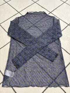総柄 シアー素材 ハイネック 長袖カットソーのサムネイル