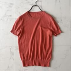 美品 HERMES Hロゴ 半袖ニット コーラルピンク ハイゲージ ウール S 美品 HERMES Hロゴ 半袖ニット コーラルピンク ハイゲージ ウール S