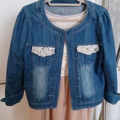 デニム ノーカラージャケット チェリーアンのサムネイル