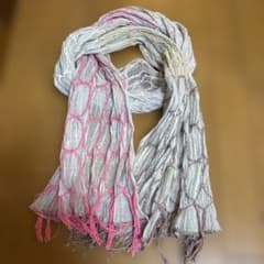 フィルダレニエ ストール サークル刺繍 ビーズ付き シルク アッシュ
