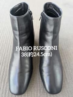 SALE！FABIO RUSCONI レザーブーツ サイドジップ ブラック 38 - メルカリ