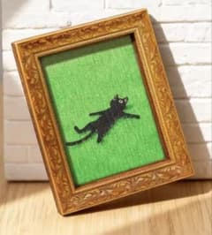 マグネット 絵画 草原に寝転がる黒猫 インテリア 雑貨