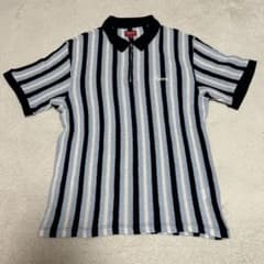 supreme Open Knit Stripe Zip Polo Blue - メルカリ