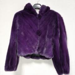 ミンク 毛皮 ショートコート フード付 紫 サイズ6 - メルカリ