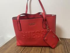 GUESS トートバッグ レッド ポーチ付きのサムネイル