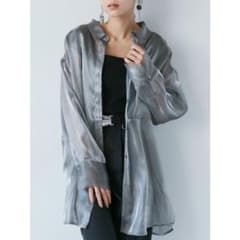 未使用美品 MURUA シアーシャツ オーバーサイズ キラキラ 光沢のサムネイル