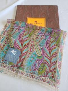 ETRO エトロ ペイズリー柄 シルク シフォン ストール イタリア製《未
