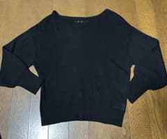【美品】Bou Jeloud（ブージュルード）薄手デザインニット　ブラックのサムネイル