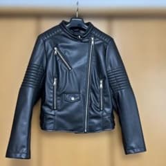 ZARA】【未使用級】ザラ ライダースジャケット L合皮 ダブル 黒 - メルカリ