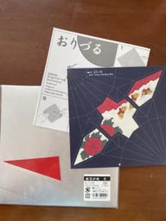 銀箔折紙（表銀箔裏赤）180×180mm & 折り札折り鶴用折紙セットのサムネイル