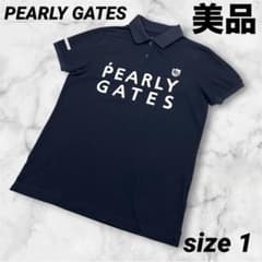 美品 パーリーゲイツ 半袖 ポロシャツ ネイビー シアサッカー生地