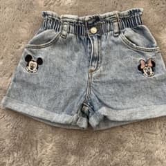 ZARA デニムショートパンツ 4-5歳 ミッキー・ミニー刺繍のサムネイル