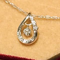 4℃】K10 ダイヤモンドネックレス ほぼ未使用品 揺れるドロップデザイン 