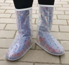 ドット柄 レインシューズカバー 防水 雨具