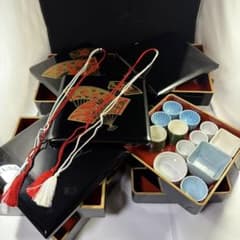 重箱　扇面柄　柄無し　4個セット　小鉢付きのサムネイル
