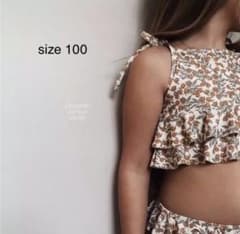 女の子 セパレート水着 スイムキャップ付き フルーツ柄 100cm ビンテージ♡のサムネイル