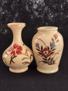 ミニ花瓶 2点セット 陶器 花柄 薩摩焼のサムネイル