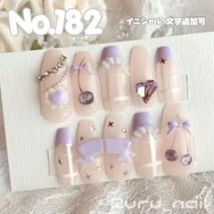 現品】ネイルチップ♡パープル 紫 量産型地雷韓国ワンホンイニシャル
