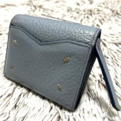 美品✨マルジェラ 折り財布 エンベロープ ステッチ オールレザー くすみブルーのサムネイル
