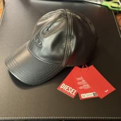 【新品】DIESEL ブラックダメージレザーキャップのサムネイル