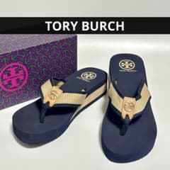 極美品✨TORY BURCH ビーチサンダル 厚底 ネイビー 24.5〜25㎝ - メルカリ