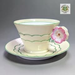 オールドノリタケ フラワーハンドル カップ＆ソーサー 桜風 アンティーク 美品 オールドノリタケ フラワーハンドル カップ＆ソーサー 桜風
