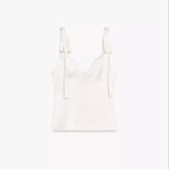 ZARA ザラ キャミソール トップス S ホワイト サテンリボン付きトップスのサムネイル