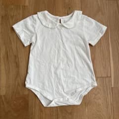 【新品】丸襟 半袖 ロンパース ホワイトのサムネイル
