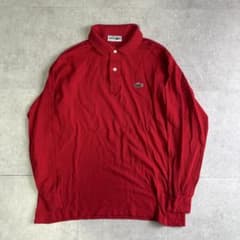 90s LACOSTE ラコステ 長袖ポロシャツ レッド フランス