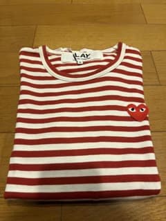 PLAYCOMMEdesGARÇONS ボーダー 長袖 Tシャツ レッド Sのサムネイル