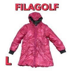 レディース　FILA GOLF ダウンコート　ダウン　ピンク　カーキ　フード　L