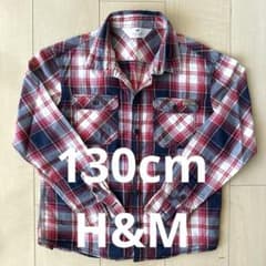 H&M 長袖チェックシャツ ネルシャツ レッド ネイビー 赤紺120cmのサムネイル